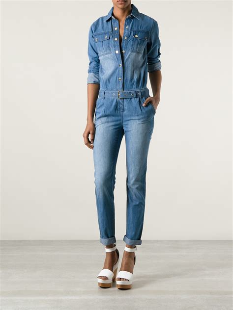 michael kors jumpsuit women's|Michael Kors belted denim jumpsuit.